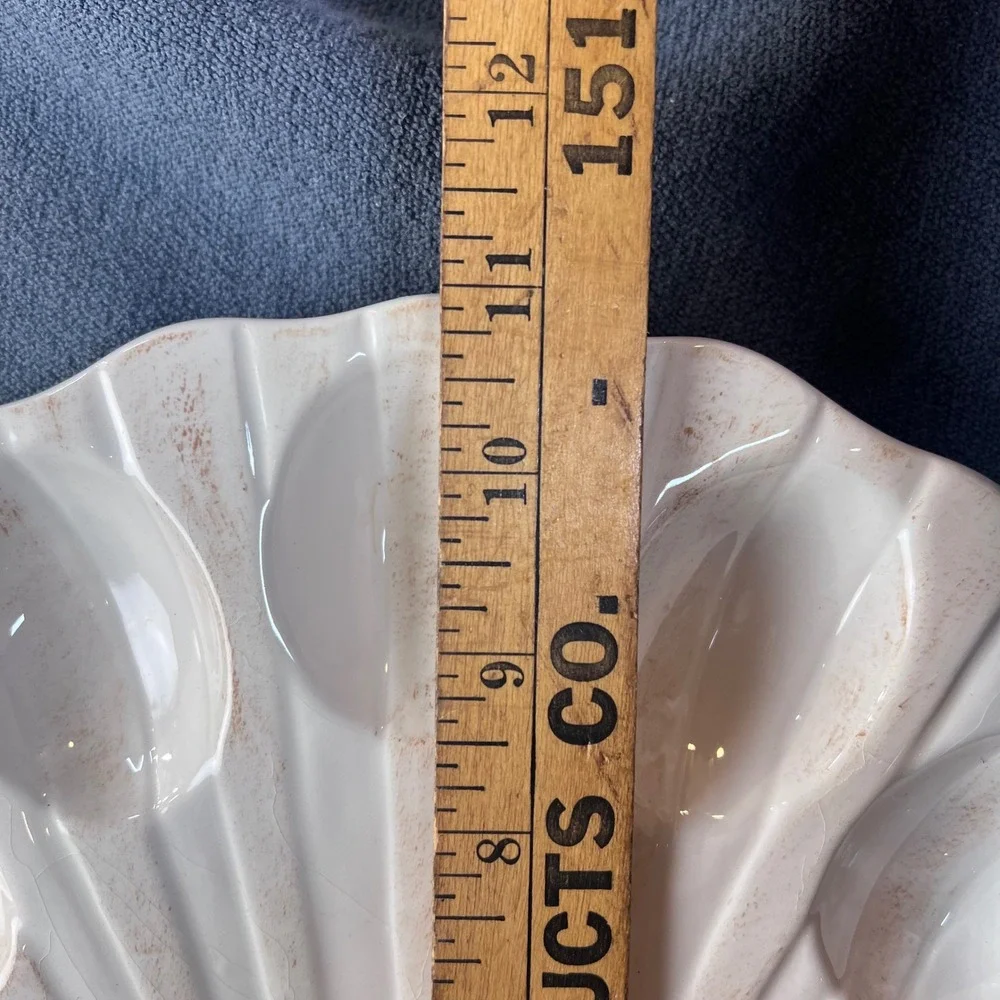 Boston Warehouse Shell Oyster Deviled Egg Platter Ceramic Sea 11.25-in. Nautical